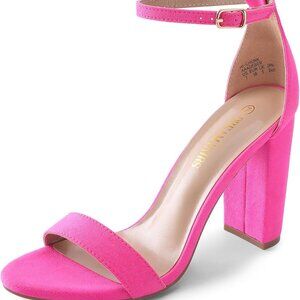 Women's High Heel Pumps Faux Suede 4 Inch Heel Ankle Buckle Sandals